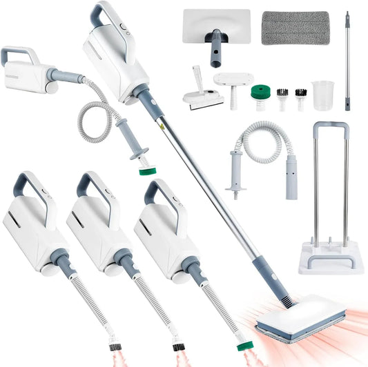 Dampfreiniger 10-in-1 350-ml, 1500 W, großer Wassertank, Einsatz auf Böden, in Küche, Auto und an Fenstern, bis 230 °F Heißdampf