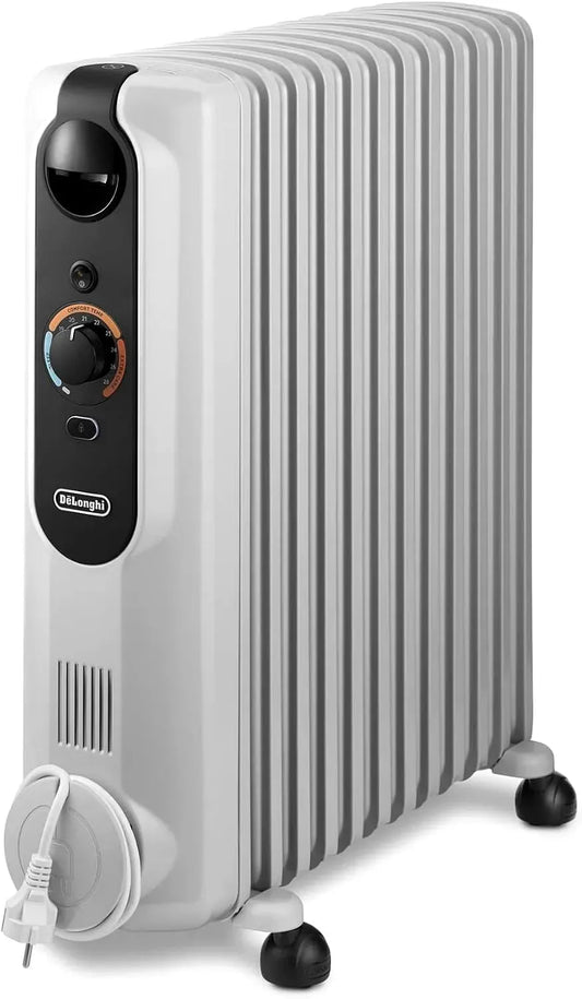 De'Longhi TRRSE1225 Heizung, elektrische Ölheizung, 75 m, Transportrollen, Wärmefunktion, für Räume bis 75 m³