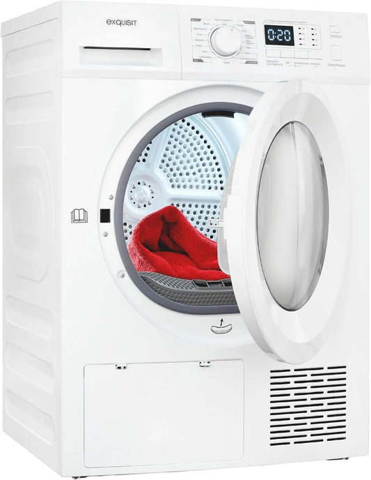 Exquisit TWP701-030E Wäschetrockner, 7 kg, Weiß, Restlaufanzeige und LED-Trommelbeleuchtung