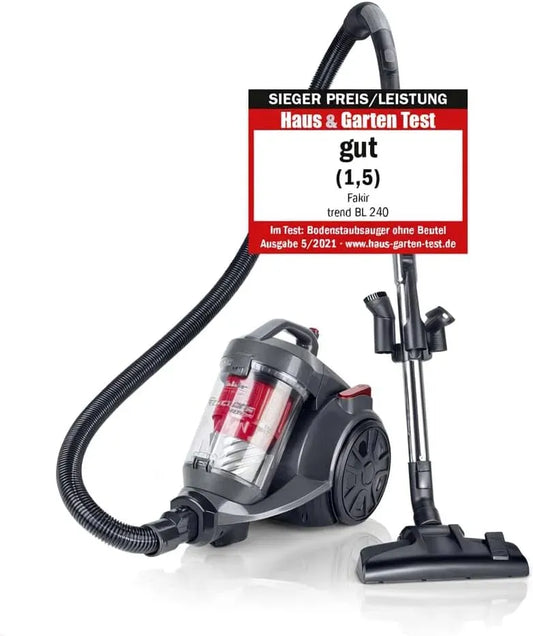 Staubsauger BL 240, 700 W, Edelstahl, Rot, Edelstahl Teleskoprohr & 9m Aktionsradius, Zyklonen-Saugsystem mit HEPA-Filter