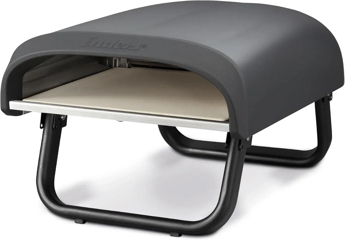 Elektrischer Pizzaofen, 4K UHD, Edelstahl, Schwarz, stufenlos regulierbarer Edelstahlbrenner #31306, Cordierit-Pizzastein, 4kW