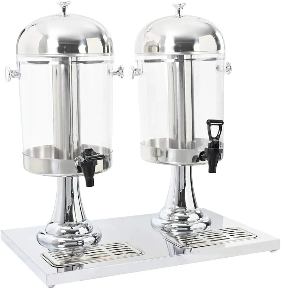 2-fach Eiswürfelbehälter, Limonadenspender, Saftspender, Getränkedispenser, 8 L, Outdoor, Edelstahl, für Buffets, Getränkespender