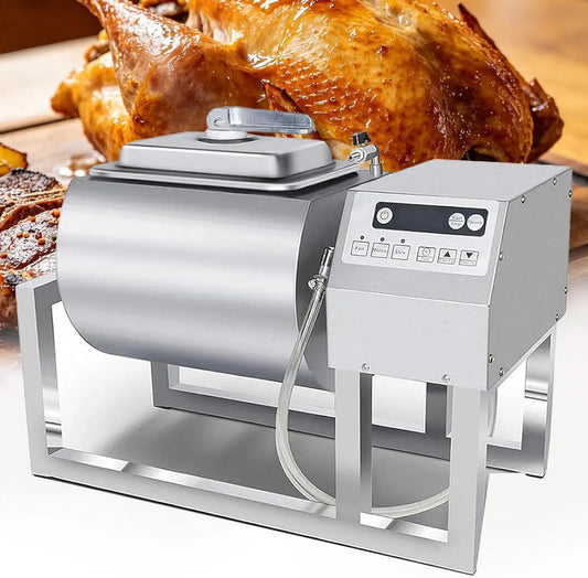 Würstchen, aus Hochwertigem Edelstahl, Gewerblicher Vakuum-Marinier-Tumbler 18L, 3 Geschwindigkeitsstufen, Bidirektionale Rotation, für Fleisch