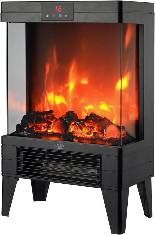 AD 7755 LED-Kamin, 2000 W, 15 bis 38 °C, tragbar, Touch-Bedienung, Timer, Thermostat, 3D-Optik, Glas