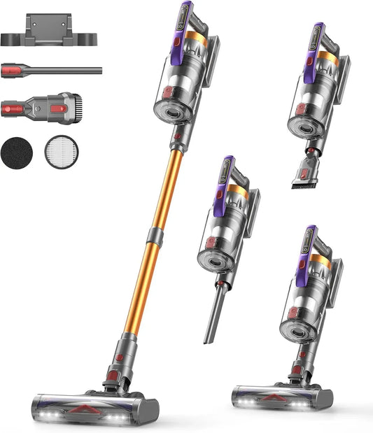 Staubsauger, 1.8 L, 600 W, Staubsauger 50KPA/600W/75Mins, leise, Akku mit LED-Display&Anti-Tangle-Bürste, Ultraleise Cordless Vacuum Cleaner