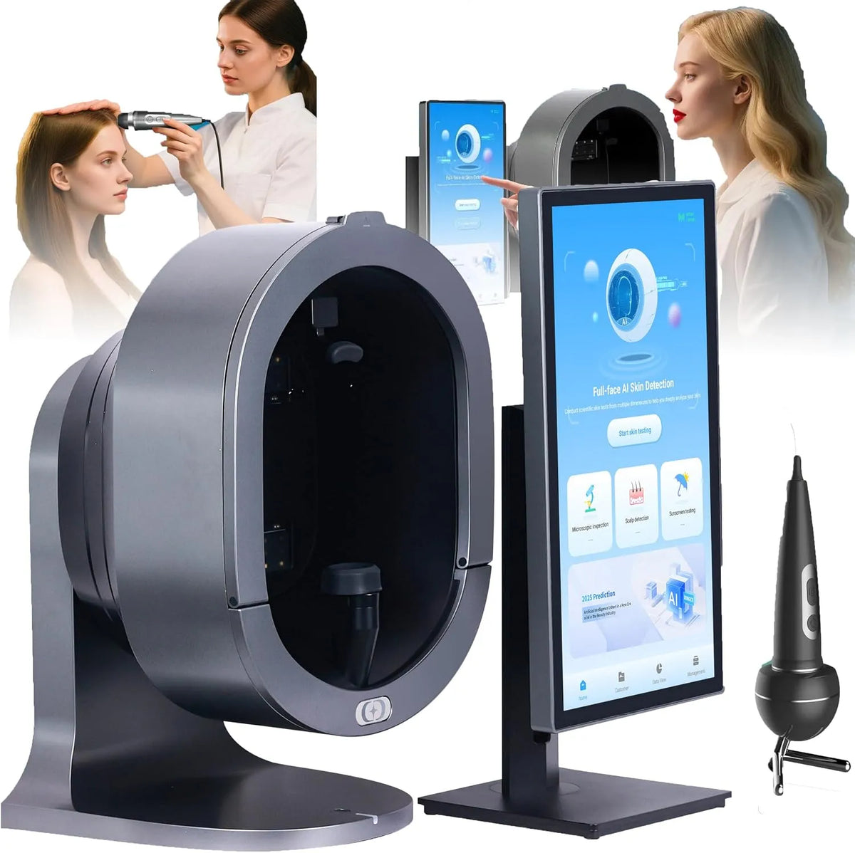 2-in-1 3D-Ki-Hautanalyse Zoll-Ki-Hautanalysegerät, Kopfhaut-Scanner, 3D-Optik, für Die Kopfhaut, 15,6 Zoll