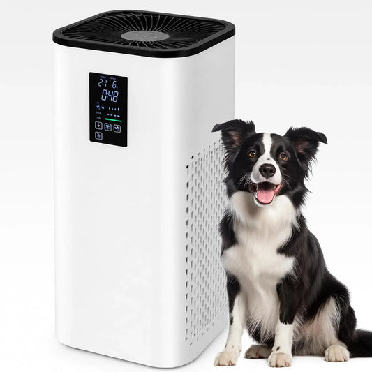 Luftreiniger CADR 400, 400 m³/h, 20 dB, leise, 2 Temperaturzonen, HEPA Air Purifier Luftfilter mit Echtzeit PM2, 5 & Temperaturanzeige