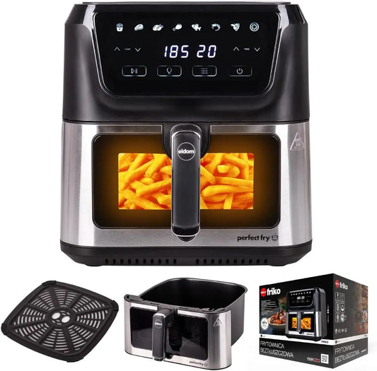 Heißluftfritteuse, 8 L, 1700 W, 1700W Friteuse ohne Öl mit Metall-Innenraum