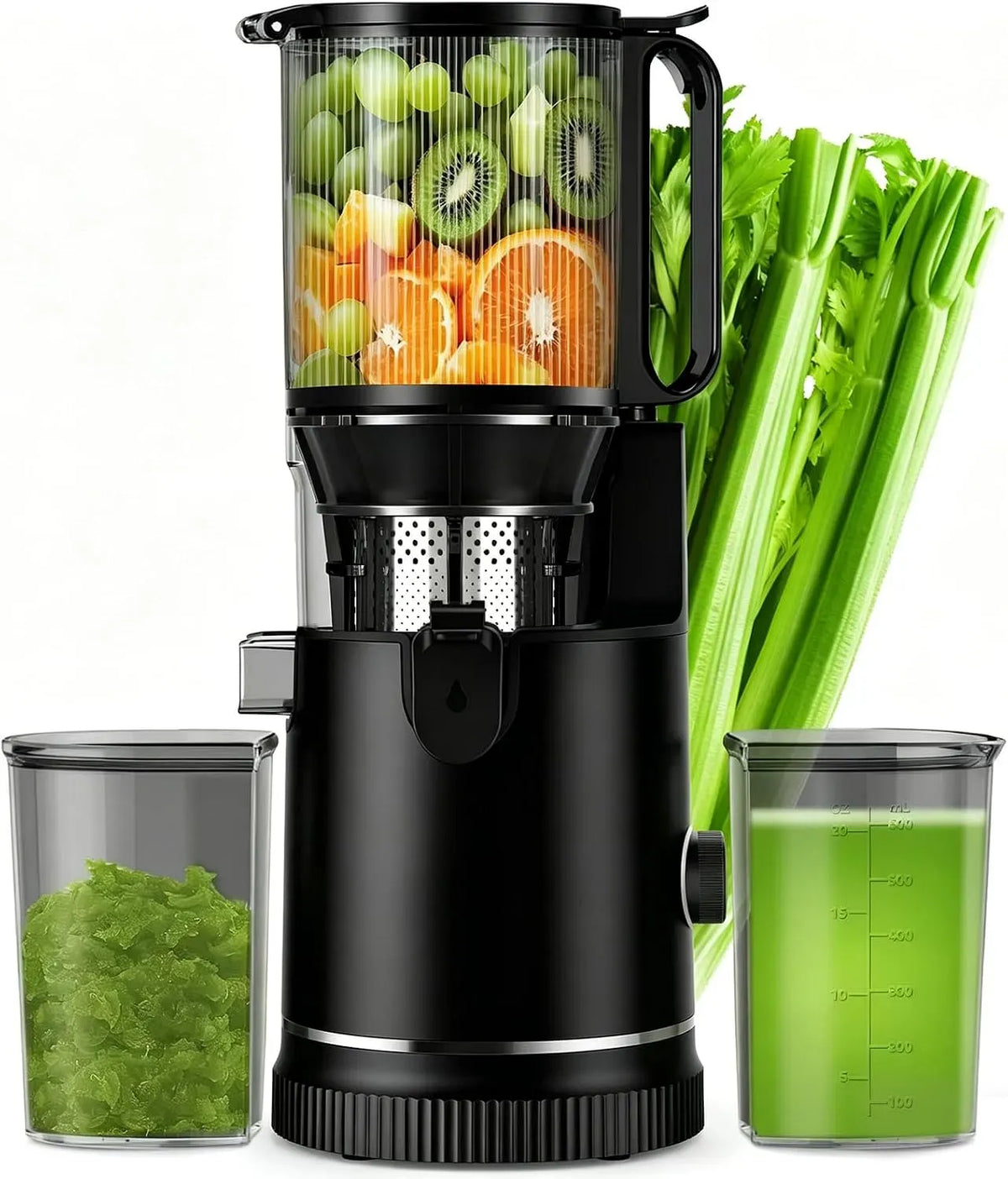Entsafter, 400 W, Entsafter 3-in-1, USB, Schwarz, Slow Juicer 400W, BPA-frei