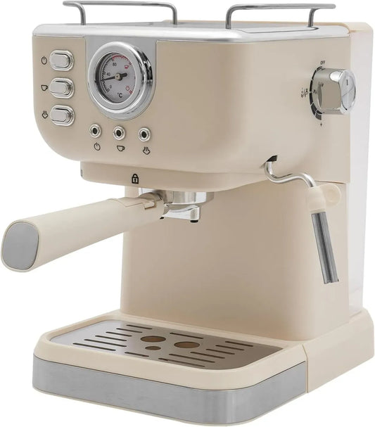 Espressomaschine 2-in-1, 1.5 L, 1050 W, 2 Temperaturzonen, Weiß, 02in Für Espresso Cappuccino Latte Mokka Zuhause Büro Café, 67*10, 24*11