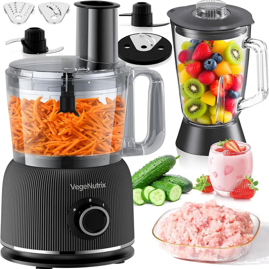 Küchenmaschine, 2,5 L, 1500 W, 2 Geschwindigkeitsstufen&Pulsfunktion für Smoothies, 2,5L Zerkleinerer für Fleisch, 2L Standmixer mit Glasbehälter