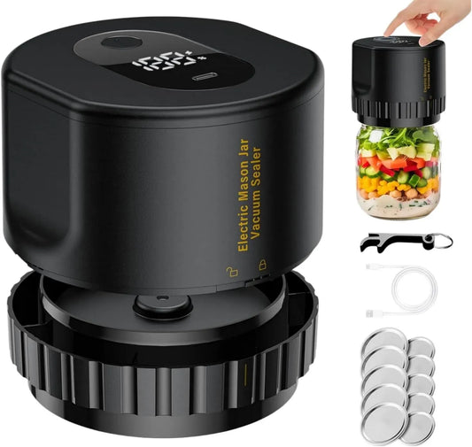 Starter Set Tragbarer Elektrischer Vakuumversiegler, sealit EcoSeal Pro, für Camping, EIN-Knopf-Bedienung, Picknick & Alle Gläser, LED-Anzeige
