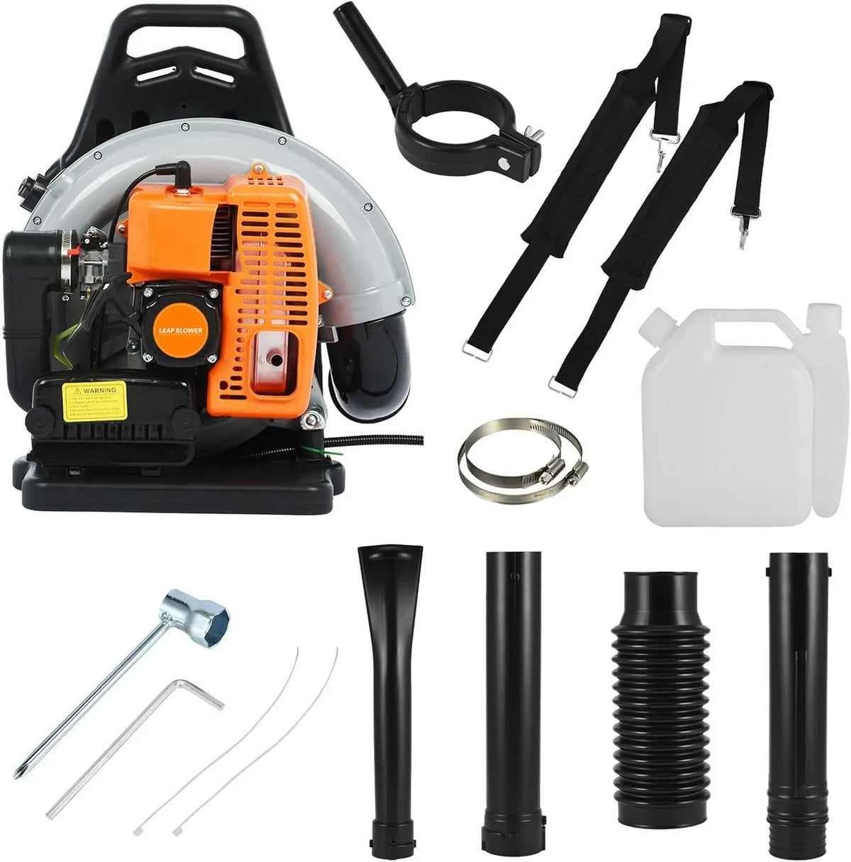 63cc 2-Takt Schneefräse, Rucksack, Schneeräumgerät, für Hof Garten Rasenreinigung Orange, ohfruit