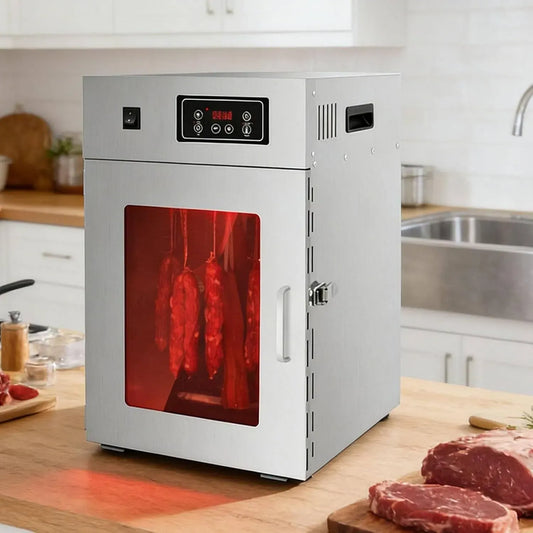 Dörrautomat, Lebensmitteltrockner, 30 bis 90 °C, Timer, Edelstahl, für Fleisch Obst