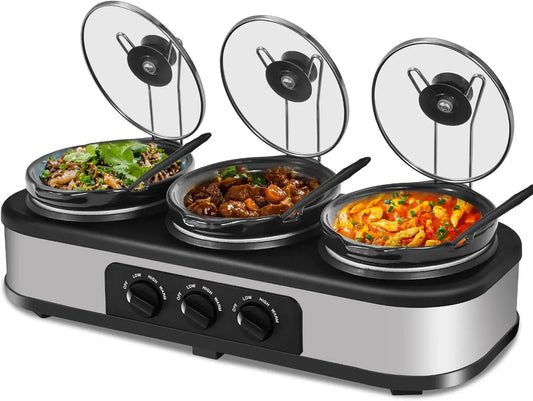Dreifach-Slow-Cooker, wärmer, Edelstahl, Wärmefunktion, für Partys
