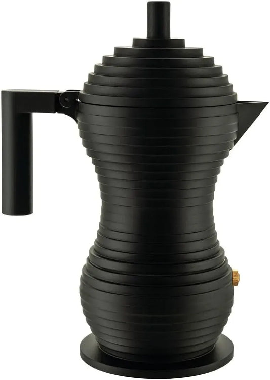 Kaffeemaschine, Alessi MDL02/3, Schwarz, aus Aluminiumguss mit Griff und Knopf aus PA, 3 Tassen, Pulcina BB