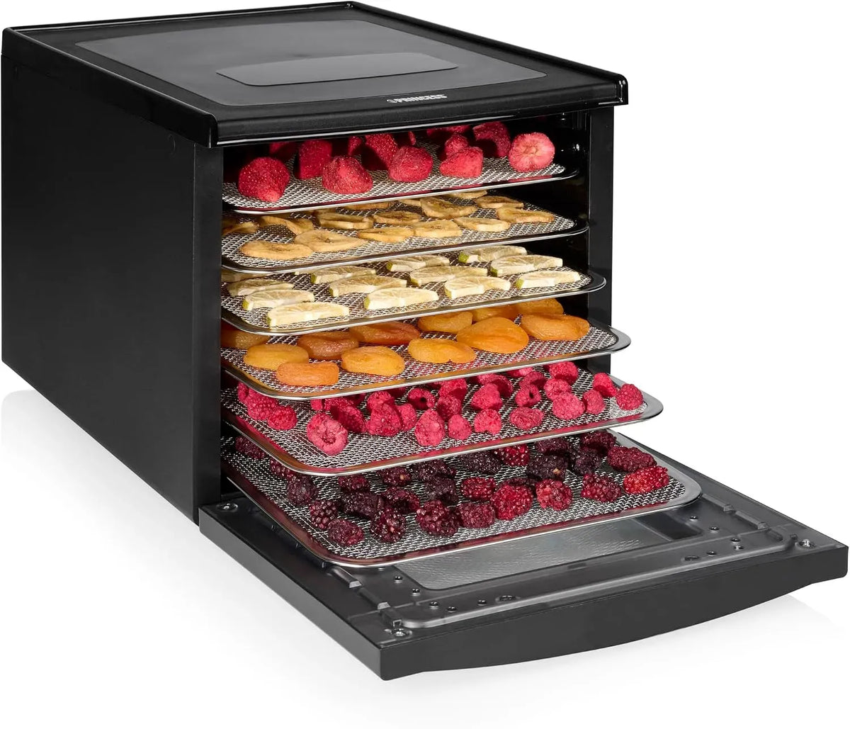 Princess Touchscreen, Einstellbare Temperatur, Food Dehydrator mit 6 Edelstahl-Einschüben, Timer bis 48 Stunden, 550 W, 001, 112398