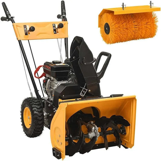 2-in-1 2-stufigem Kehrmaschine, Schneefräse, Kehrgerät, Schneeräumgerät, Bodenkehrmaschine, 5 Geschwindigkeiten, für Garten, Benzinbetriebene