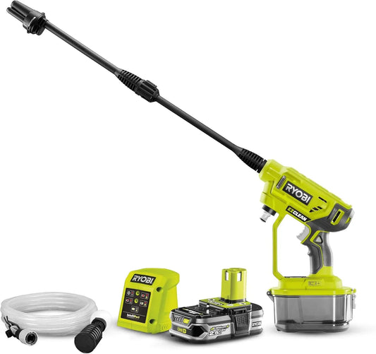 RYOBI 18 RY18PW22A-125 Akku-Mitteldruckreiniger, Ladegerät, 18 V, 22 bar, 182 l/h, 6 m, kabellos