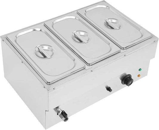 3Pan Buffetbehälter, Speisenwärmer, Buffetwärmer, 30 bis 110 °C, Restaurant, Gastronomie, Edelstahl, Wärmefunktion, für Partys, Bain