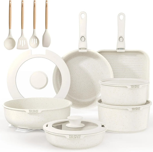 Backofen, YASHE, Grill, PTFE- und PFAS-frei, Ofen zum Backen, 21-teiliges Kochgeschirrset