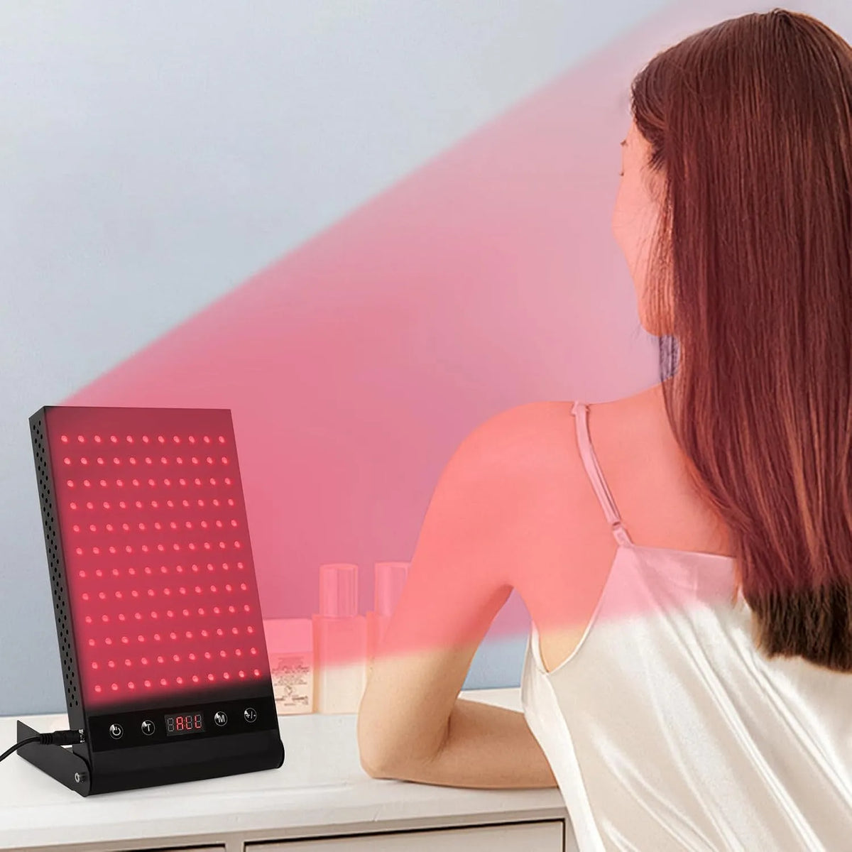 Rotlicht-Wärmelampe, Lichttherapiegerät, Infrarotlampe, Timer, Wärmefunktion, für effektive Akne- und Anti-Aging-Behandlungen
