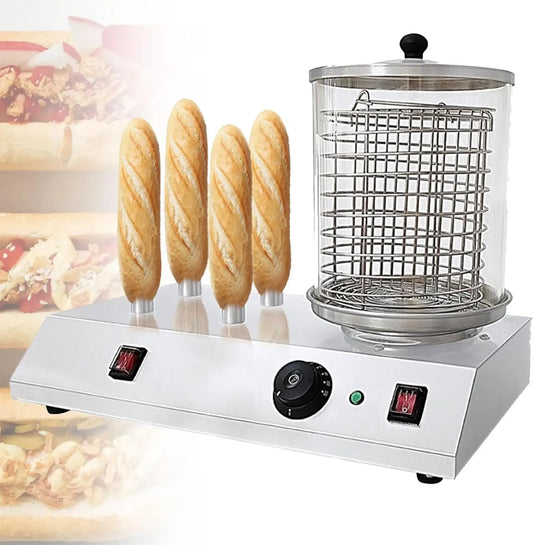 Tisch-Lebensmittelwärmer, Hot-Dog-Dampfgarer, Wurstgrill, Brotwärmer, Edelstahl, Wärmefunktion