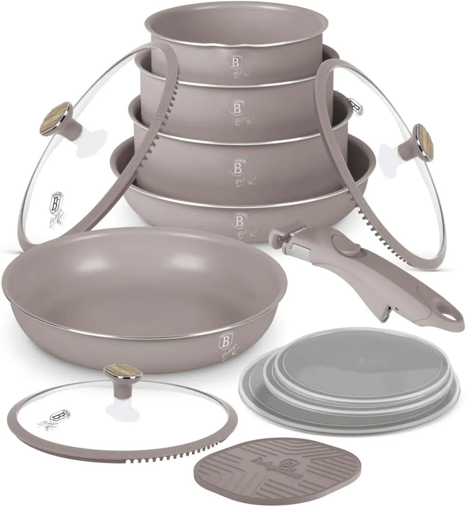 13-teiliges Haus Kochgeschirr-Set mit Titanbeschichtung, Taupe Nordic Collection, antihaftbeschichtet, langlebig