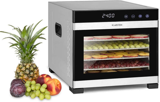 Klarstein min.-24h Dörrautomat, Lebensmitteltrockner, Touch-Bedienung, Timer, Thermostat, LCD-Display, Edelstahl