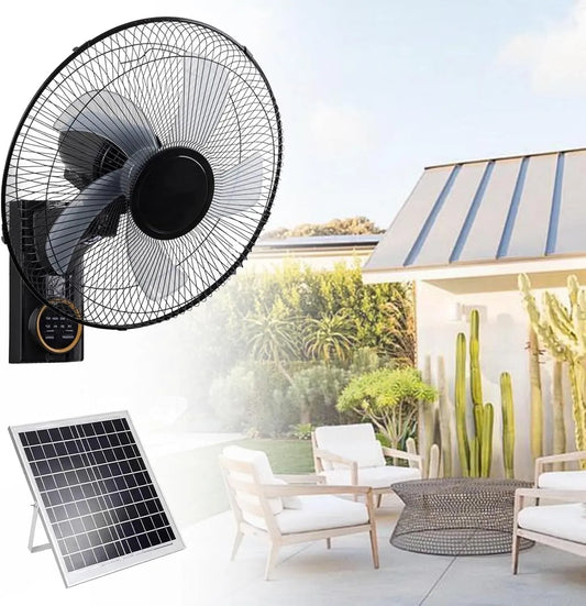 Ventilator, 40,6 cm, Timer, 3 Geschwindigkeiten, Timer für Innen/Außen in Haus, 40,6 cm Oszillierender Lüfter mit Solarpanel & Netzadapter