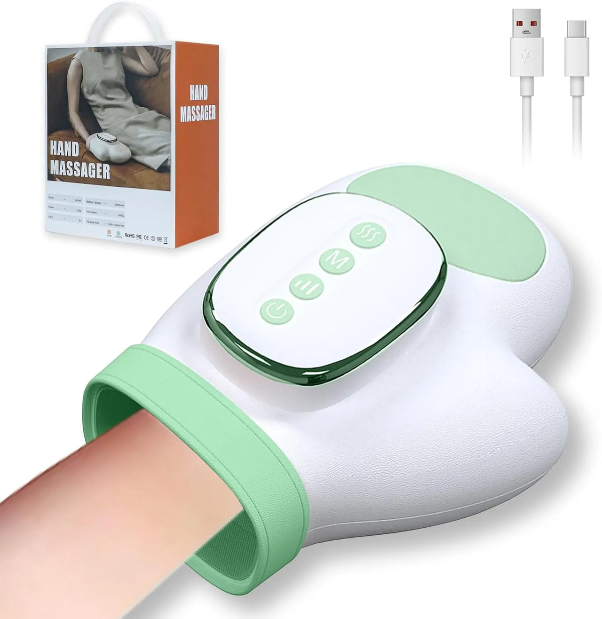 Handmassagegerät, elektrisches Handmassagegerät, Wärmefunktion, für Finger