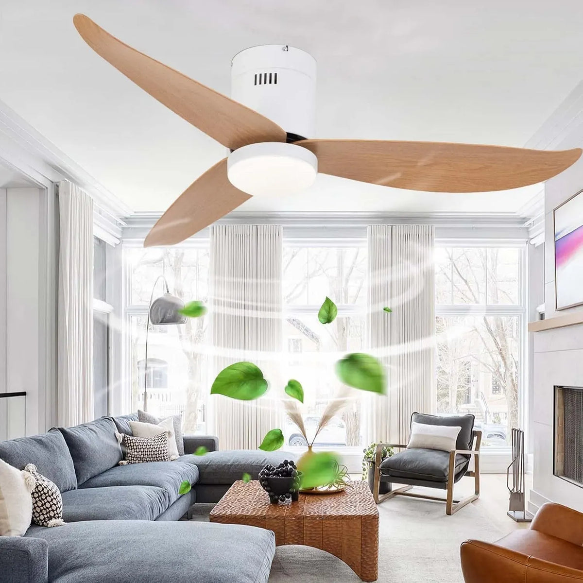 Ventilator, 90cm, Timer, leise, Ventilator zur Luftzirkulation, Groß Deckenventilator Mit Beleuchtung Und Fernbedienung