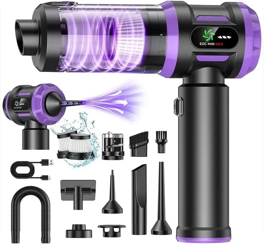 Staubsauger, Akku 27000Pa mit LED-Display, Bürstenloser Motor 220000 RPM, 12 Zubehör für Auto