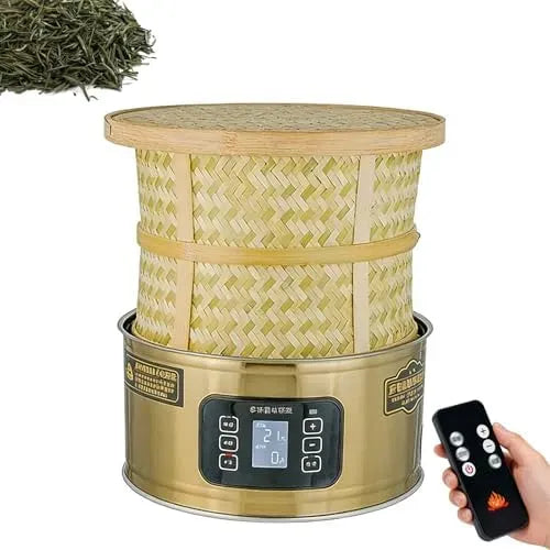 geeignet zum Trocknen von Teeblättern, Elektrischer Teeröster aus Edelstahl inklusive Timerfunktion und LED-Anzeige, Gold