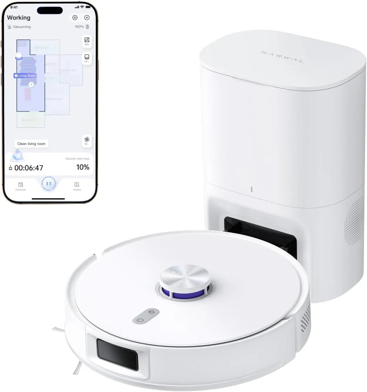 Saugroboter, 3.5 L, NARWAL, 3D-Optik, LDS-Lasernavigation und 3D Mapping, APP-Fernsteuerung, 8000Pa, Auto-Entstaubungsstation 3, 8N Reinigungsdruck