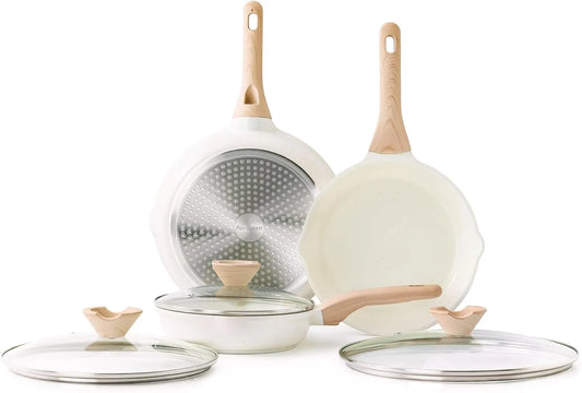 3-teiliges Keramik Beschichtung Induktion Pfanne-Set, Gesunde Ungiftiges Kochgeschirr, Kordisen Antihaft Keramikpfannen Set mit Deckel 20/24/28 cm