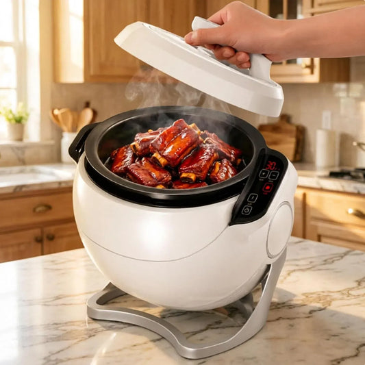 Küchenmaschine 2000-W-Wok-Roboter 6-Liter-Drehtrommelwok, Touch-Bedienung