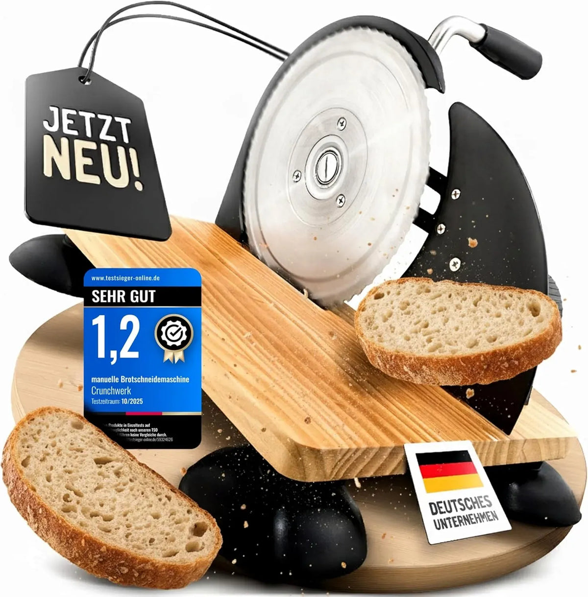 Brotschneidemaschine, Allesschneider, Holzbrett, Schneidemaschine für Lebensmittel, Edelstahl