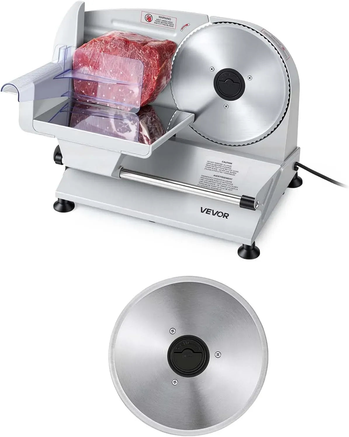 VEVOR 19-cm-SUS420-Klingen Fleischschneidemaschine, Aufschnittmaschine, Allesschneider, Schneidemaschine für Lebensmittel, 200 W, 15 mm