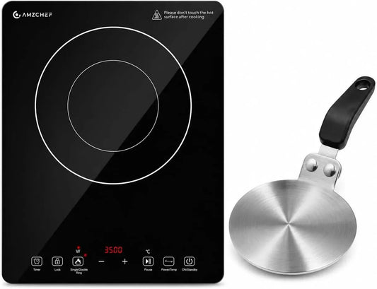 Induktionskochplatte Einzel *1 + Ø13cm Edelstahl Adapterplatte*1