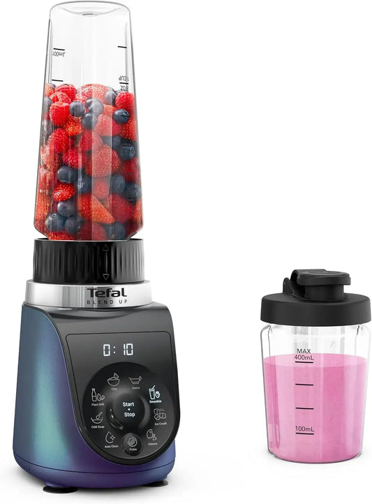 Tefal BL19H4F0 8 automatische Programme, Blend Up Mini-Mixer, 2 On-the-Go-Flaschen, 400 + 700 ml, 1000 Watt, Pulsfunktion, abnehmbare Powelix-Klingen