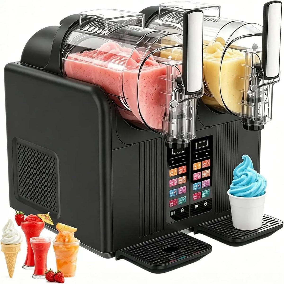 Slushie Maschine, Slush Maschine, Eismaschine, Speiseeismaschine, Slush-Eisbereiter, 2 L, Schwarz, für Zuhause Black