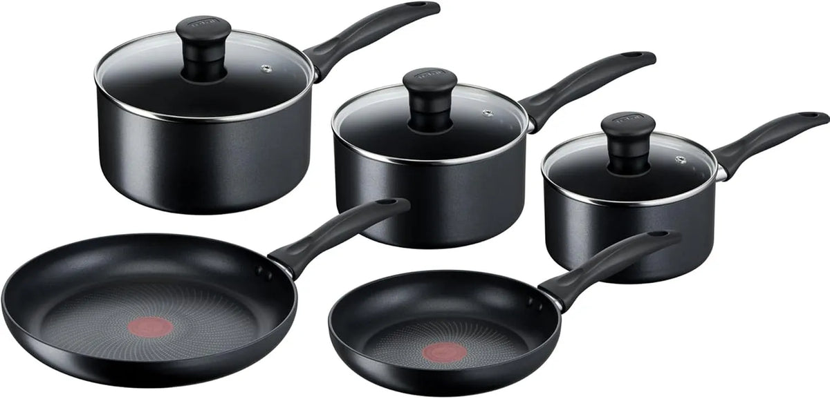 Tefal 5-teiliges G155S54 Kochgeschirr, 20 cm, Antihaftbeschichtung, Schwarz, Induktion Antihaftbeschichtung