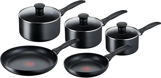Tefal 5-teiliges G155S54 Kochgeschirr, 20 cm, Antihaftbeschichtung, Schwarz, Induktion Antihaftbeschichtung