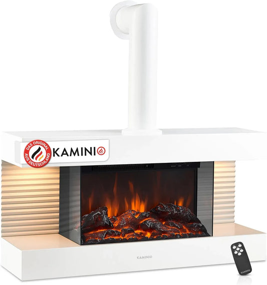 3D-Flammeneffekt Elektrokamin, Wandkamin, Heizung, elektrischer Kamin, 3D-Optik, Wärmefunktion, Weiß, KAMINIO